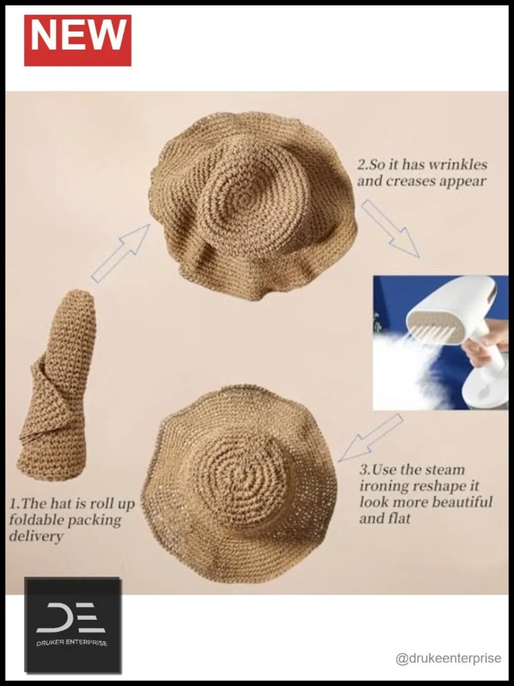 Floppy Big Beach Straw Hat Foldable Wide Brim Packable Sun Hat Travel